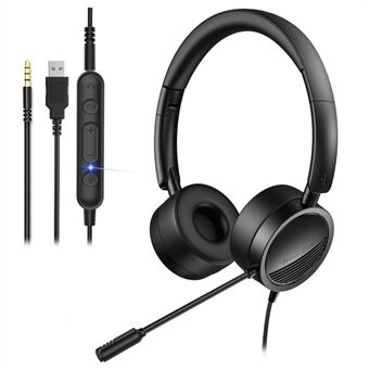 Nytt Bee H360 telefonheadset On Ear 3,5 mm / USB trådbunden brusreducerande mikrofon med mikrofon för dator PC Laptop Stereo