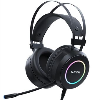 TARGEAL 7.1 Surround Sound USB-trådbundna hörlurar Brusreducerande PC-spelheadset med RGB-ljus