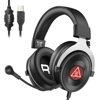 EKSA E900 Plus USB Gaming Headset Virtual 7.1 Surround Sound ENC brusreducering LED-hörlurar