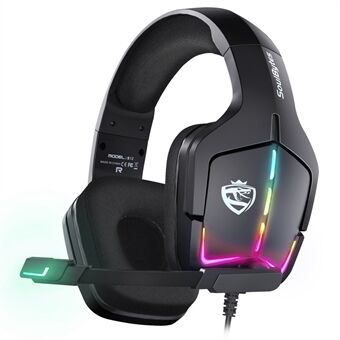 SOULBYTES S12 USB+3,5 mm trådbundna over-ear-spelhörlurar RGB LED-ljus Professionellt E-sportsheadset med justerbar mikrofon