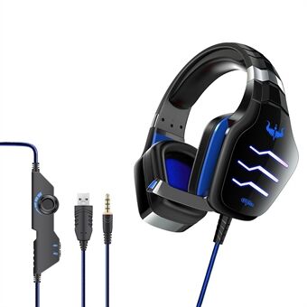 OVLENG GT86 USB+3,5 mm trådbundna Over-Ear-hörlurar brusreducerande E-sportspelsheadset med LED-ljus