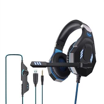 OVLENG GT93 LED-belysning E-Sport-hörlurar Head spelheadset med clip-on-fjärrkontroll, USB+3,5 mm-kontakt