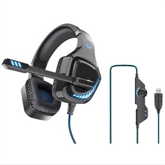 OVLENG Q11 USB 7.1 Surrounding Sound Hörlurar Over-Ear E-Sport Volymjustering Trådbundna Headset Cool Light PC Gaming Hörlurar med mikrofon