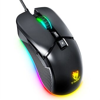 T-WOLF G590 Trådbunden RGB Gamingmus 800-7200DPI Effortless E-sportsmus