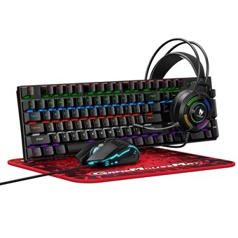 T-WOLF TF700 Bakgrundsbelyst USB Trådbundet Gamingtangentbord Mus Hörlurar Musmatta Set