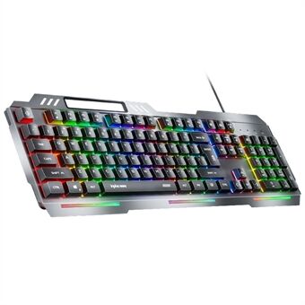 INPHIC K2 104-Key Wired Gaming Keyboard Metallpanel Mekaniskt Tangentbord med 7-färgs Bakgrundsbelysning