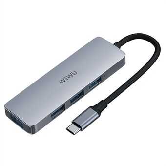 WIWU Alpha 440 Pro Type-C Hub till 4 X USB 3.0-portar, hög hastighet dataöverföringsadapter för