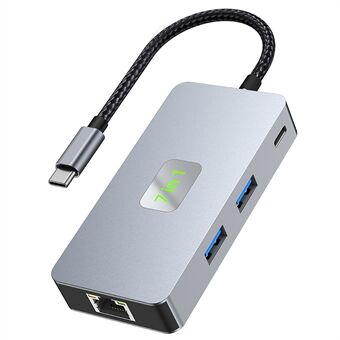 2402 Multi-Port Type-C Hub Adapter till 2xUSB 3.2+HD+2xKortläsare+PD 100W+RJ45 2.5Gbps Ethernet