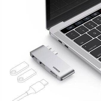 UGREEN 3 i 2 USB-C HUB Typ-C till USB 3.1 HDMI PD Typ-C Snabbladdningsdockningsadapteromvandlare för Macbook