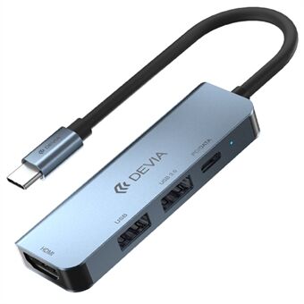 DEVIA EC136 Leopard-serien 4-i-1-hubbadapter Type-C till PD+USB2.0+USB3.0+HD-dockningsstation (Uppdaterad)