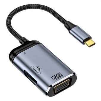 USB-C Hub Multi-Port Adapter Typ-C till VGA+HD+PD 100W-adapter med ljud- och videotransmission.