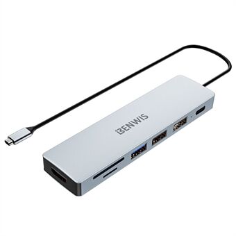 BENWIS MP-HUB-2 7-i-1-hubbadapter Typ-C till PD 100W+USB2.0x2+USB3.0+TF / SDXC+HD 4K 30Hz