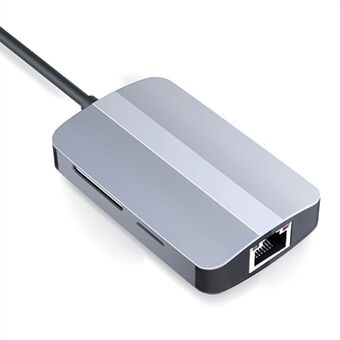 JUNSUNMAY JSM-HUB018 5-i-1 Adapter Type-C Hub till 2x Kortläsarplatser+USB 3.0+USB 2.0+RJ45-port 100 Mbps