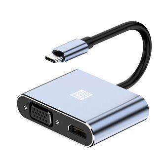 JUNSUNMAY JSM-HUB011 USB-C Hub Extension Adapter till 4K HD Video Output+87W PD Port+VGA för bärbar dator