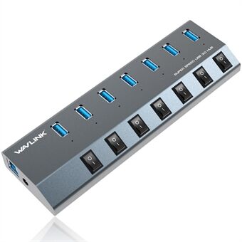 WAVLINK UH3076 5Gbps Höghastighets 7-portars USB 3.0 Hub med Individuell Strömbrytare och LED Indikator