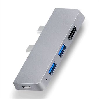 SFW08 Type-C Dockningsstation 6-i-1 Dual Type-C Hub Adapter USB-C till USB3.0 / 2.0 + HD + Type-C hona + SD / TF-kortportar Stöd Surface Pro8