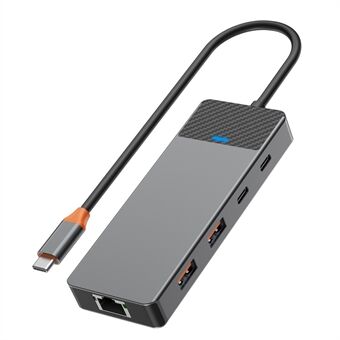 WIWU A923RPT USB-C Adapter till USB 3.1x2+USB 2.0x2+PD 100W+USB-C 3.1+2 kortläsarslots+LAN 1000Gigabit