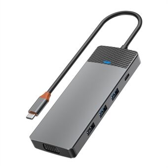 WIWU A921HV 9-i-1 Type-C Hub Multi-Port konverterare med USB+PD+USB-C+Kortläsarsidor+VGA+HD-output