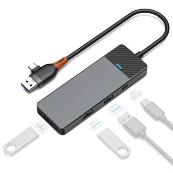 WIWU A431C Linker-serien USB-A&C Hub-adapter 4-i-1 Portable Docking Station med 3 USB3.0+USB-C 3.0.