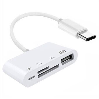 UC-155-SD004 4-i-1 USB 2.0 Type C till SD+TF+USB-A kvinnlig kortläsare PD 27W adapter för bärbar dator, surfplatta och telefon