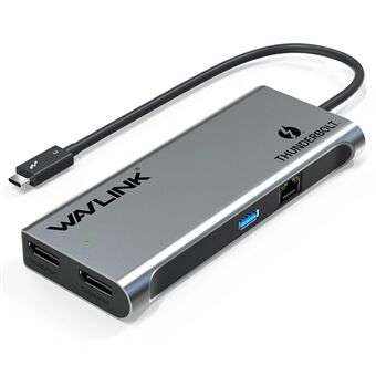 WAVLINK WL-UTD05 4-i-1 Dockningsstation Typ-C till 2 DisplayPort / USB3.0 / RJ45, Thunderbolt 3 USB-C till DP-adapter som stöder dubbel 4K / 60Hz.