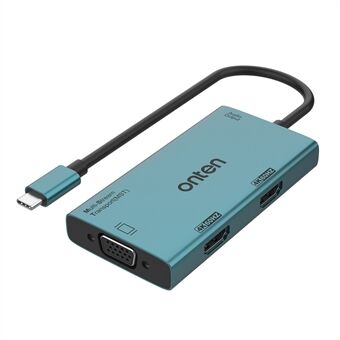 ONTEN M206 4-i-1 USB-C Hub Adapter Type-C till Dubbel HD+VGA+3.5mm Videoomvandlare Stöd för 4K / 60Hz