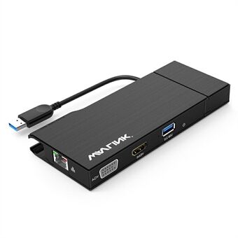 WAVLINK WL-UG39DH2 Dubbel 2K HD Mini Dockningsstation USB3.0 till HD / VGA / Gigabit Ethernet Splitter Adapter med Combo-kortläsare