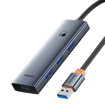 BASEUS UltraJoy Serie 50CM Kabel Multi-Port Hub USB Adapter till 4 x USB 3.0 + Typ-C 5V - Rymdgrå