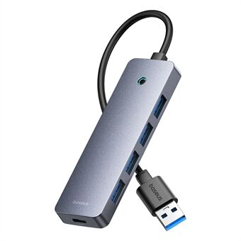 BASEUS UltraJoy Series BS-OH080 15cm 4-Portars USB3.0 HUB Lite Bärbar Dockningsstation med Type-C 5V, Mörkgrå