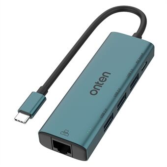 ONTEN UC121 5-i-1 USB-hubb Typ-C till USB3.0 + 2xUSB2.0 + Typ-C-ingång + RJ45 100 Mbps nätverksadapter