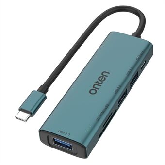 ONTEN UC120 6-i-1 USB-C till USB3.0 + 2xUSB2.0 + Typ-C-ingång + SD / TF-kortplatsadapter USB-hubb