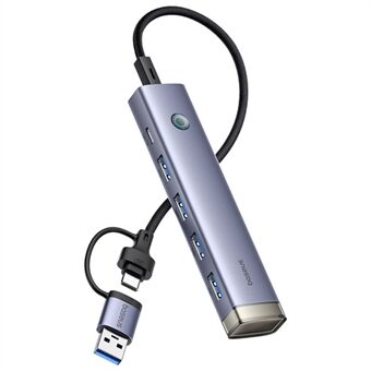 BASEUS UltraJoy Series BS-OH184 USB-hubb USB-A / Typ-C till 4xUSB 3.0 + Typ-C Adapter - Grå