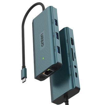 ONTEN UC961 9-i-1 Typ-C till USB3.0*3+HD+SD+TF+Jack+PD 3.0+RJ45 USB-hubb dockningsstation