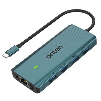 ONTEN UC962 10-i-1 Type-C till USB3.0*4+HD+SD+TF+Jack+PD 3.0+RJ45 USB-hubb-dockningsstation