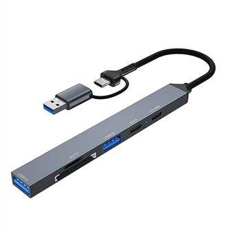 ADS-807D USB+Type-C-adapter för PD 100W-laddning dataavläsningskortplatser Multi-Port-hubb