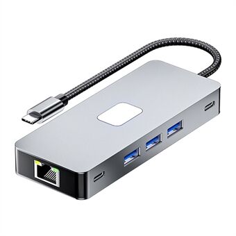 BYL-2315 10 -i- 1 Typ-C Hubb till PD 100W Laddning RJ45 USB 3.0 USB-C HD 4K Video Utgång Kortläsare