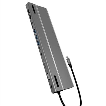 FX-2020 14-i-1 Type-C Hub Mångfunktionell Dockningsstation med 4K UHD, USB-C, VGA, SD / TF-läsare