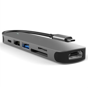 FX-1806 6-i-1 Type-C Hub Multiport Adapter med 4K HD, USB 3.0 och SD / TF Kortläsare