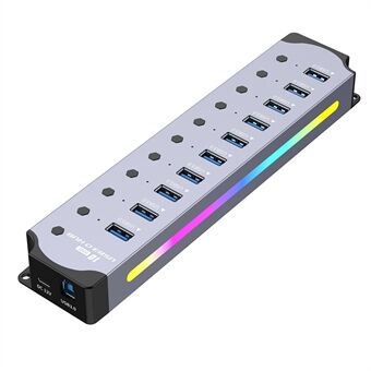 YX-H3010 10 Port USB 3.0 Hub Splitter med oberoende omkopplare 5Gbps dataöverföring för PC / Smart TV