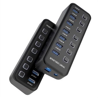 U307 7-Portars USB 3.0 Hub-splitter utan LED-lampor med individuella på/av-brytare för PC / Smart TV