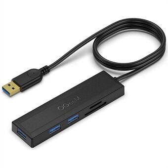 QGEEM QG-UH05-1A 5 i 1 Ultra Slim USB A Dockningsstation Multi-Port USB Hub till 3 USB 3.0 SD / TF kortläsare Adapter med 0,8 m förlängd kabel