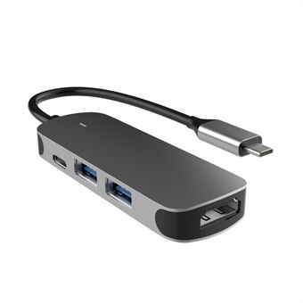 BX4H-PD Type-C Dockningsstation 4 i 1 USB Hub Adapter Type-C till USB3.0 + USB2.0 + HD + Type-C Converter Support 4Kx2K / 30Hz PD snabbladdning för bärbara datorer