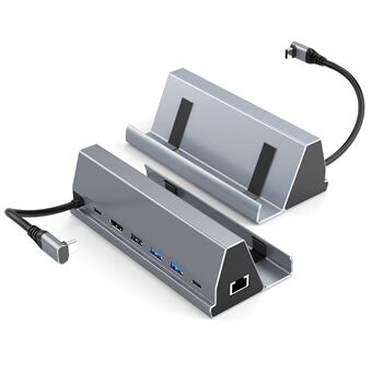 BS107 Typ-C till PD+HD+USB3.0*2+USB2.0+USB-C+RJ45 Hub Adapter 7-i-1 Gaming Dockningsstation för Steam Deck