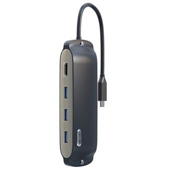 BS8H Type-C Hub Converter till PD+USB 3.0+2xUSB 2.0+HD videoutgångsport+2 kortläsarplatser+RJ45