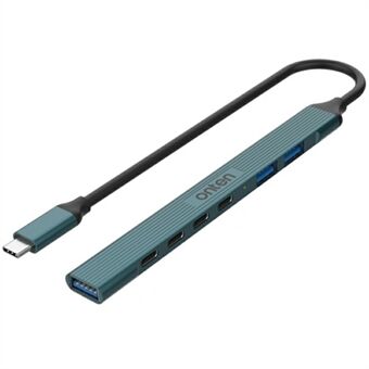 ONTEN UC972C 7-i-1 Aluminiumlegering Type-C Hub USB 3.0 / 2.0 + Type-C Multiport Dockningstation - Tallgrön