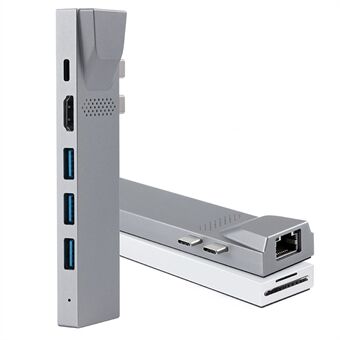 YSTC0168 8 i 1 Bärbar USB C Hub Höghastighetsdatasynkroniseringsadapter Multifunktionsomvandlare USB-C till Thunderbolt 3/Gigabit/HDMI/USB 3.0