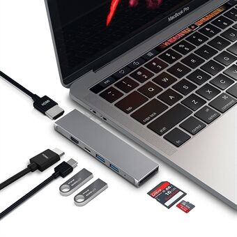 YSTC0150S 7-i-1 bärbar USB-C-hubadapter med flera portar Höghastighetsdatasynkroniseringskonverterare Stöd för HDMI/USB 3.0/TF/USB-C PD