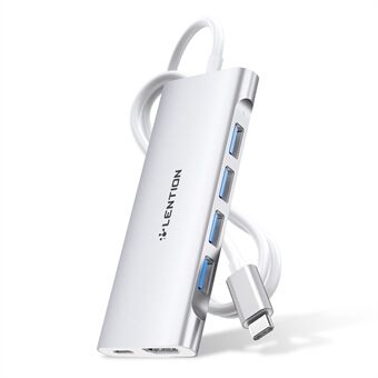 LENTION C35H-1M USB-C Hub Converter Dockningsstation med flera portar Typ-C till 4 USB-A3.0+HD+PD-adapter Kompatibel med macOS, Windows, Vista, Linux-system