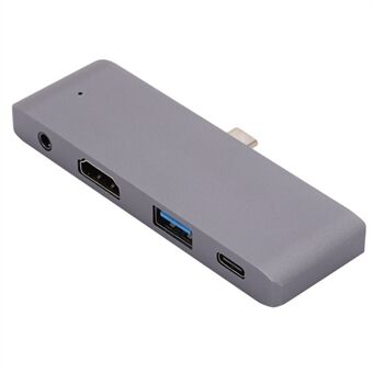 4 i 1 USB C Hub Aluminiumlegering USB C Dockningsstation Multiport Adapter för iPad Pro