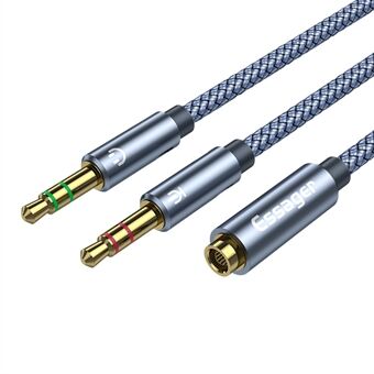 ESSAGER 0,25 m 3,5 mm hona till dubbel 3,5 mm hane Mic AUX Audio Y splitterkabel Hörlursadaptersladd